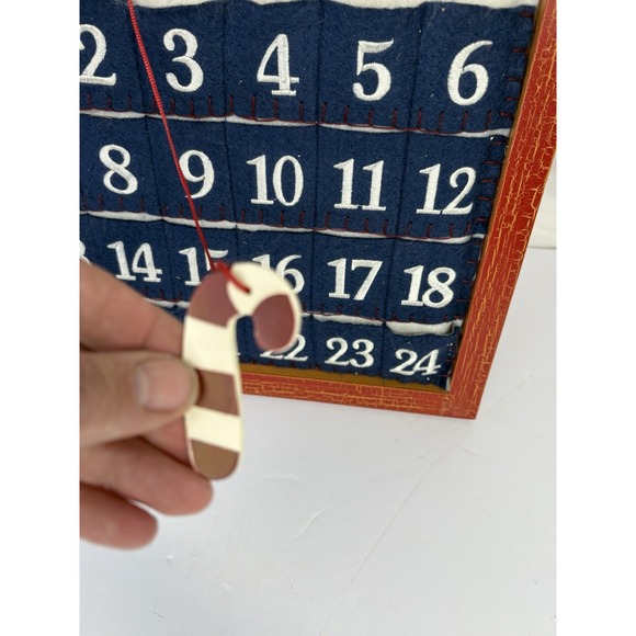Rustic Wooden Advent Calendar 1-24 Felt Pockets Candy Cane Marker Handmade - Picture 6 of 9